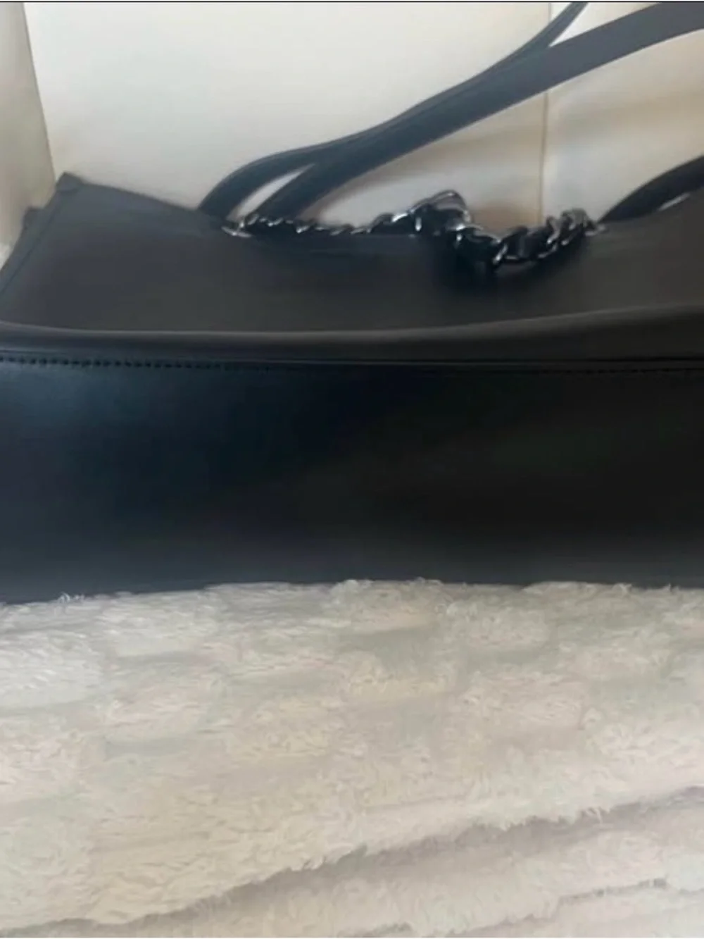 Karl Lagerfeld Black Logo-Embossed Chain Tote